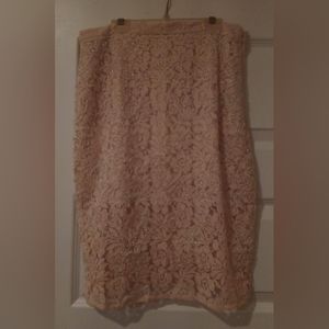 NEW Women's Pretty Midi Lace Pearl Blush Pink Skirt